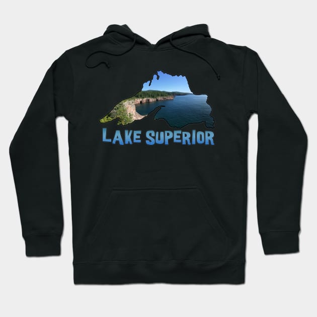 Lake Superior Outline and North Shore in Minnesota Hoodie by gorff